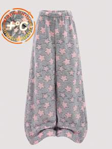 Autumn/Winter Girls' Fashion Warm Star Pattern Double-Sided Velvet Pants, Suitable For Home Leisure Wear, Girls' Pajama Pants - Grey - View 6
