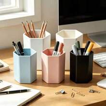 Makeup Brush Holder Hexagonal Pencil Cup, Lightweight Luxury Minimalist Style Desktop Organizer For Elementary Students - Multicolor - View 5