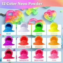 12 Colors Neon Powder - Fluorescent Mica Powder Suitable For Epoxy Resin, Soap Making, DIY Crafts - 12 Colors With 10g/0.35oz Each Bottle, High Color Saturation, Non-Glowing (Not Glow In Dark) - 12colors/set - View 2