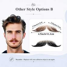 Hand‑Tied Human Hair Fake Mustache, Transparent Lace Base, Realistic Breathable Facial Hair For Cosplay Theater Party Halloween & Other Festivals - Multicolor - View 6