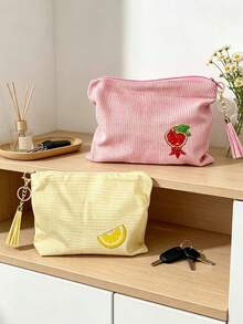 Tas Kosmetik, Patch Bordir Manik Buah, Tas Penyimpanan Kosmetik Portabel untuk Perjalanan, Perlengkapan Penyimpanan Penting untuk Perjalanan, Untuk Perjalanan, Penggunaan Sehari-hari, Hadiah untuk Guru - MultiWarna - View 5