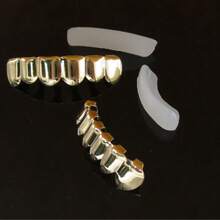 1 buah HIPHOP Hip Hop Teeth Grillz Gigi Tajam Berlapis Emas Dekorasi Gigi - MultiWarna - View 6