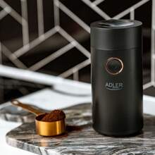 Adler Coffee Grinder, Electric Coffee Grinder, Blade Coffee Grinder - 75g Capacity, 150W, Metal Container, Transparent Lid, Black/Gold - EU E Type Plug(220-240V) - View 1