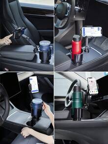 2合1汽車杯架手機支架，可調式底座配長臂，免持 360° 旋轉防滑手機架，適用所有智慧型手機，通用汽車儀表板手機支架 - 彩色 - 查看 2