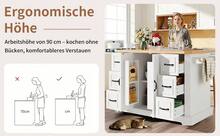 Kitchen Island Made Of Wood With 2 Doors And 6 Drawers With Storage On Wheels Black For Kitchen - White - View 8