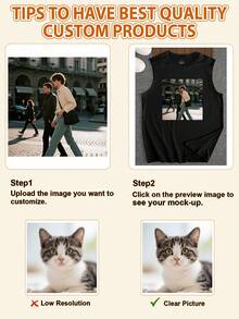 Men's Vest, Personalized Customization, Thin,Soft,Polyester,Custom Patterns/Names/Slogans,Work Clothes/Valentine's Day/Birthday/Anniversary Gifts - Black - View 3