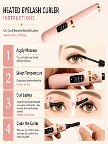 Heated Electric Eyelash Curler – LCD Display, 3 Temperature Settings, USB Rechargeable 300mAh Battery. Fast And Gentle Curling, Long-Lasting Hold All Day – Lightweight And Portable, Suitable For Home Or Daily On-The-Go Use. - Multicolor - View 5