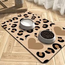 1Pc Pet Feeding Mat, Leopard‑Print Heart Print,Food Mat For Cat & Dog Bowls, Water‑Absorbent Pet Floor Mat With Rubber Backing, Easy‑To‑Clean Pet Supplies For Cat Beds, Cat Toys And Pet Bowls, Ideal For Cat & Dog Owners - View 4