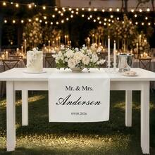 1pc Personalized Wedding Table Runner, Customizable Text, Suitable For Fashionable Wedding Reception And Special Occasions - Multicolor - View 3