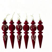 6Pcs Velvet Icicle Ornaments For Christmas Tree Holiday Hanging Decorations - Claret - View 5
