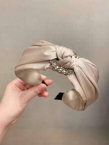 1pc Premium Wide Headband, Fashionable Elegant High-Quality Satin Rhinestone Headband, Elegant Accessory - Multicolor - View 14