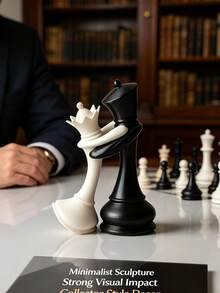 1件國王與王后西洋棋情侶雕像，婚禮裝飾，浪漫週年紀念訂婚新婚禮物，家居裝飾，桌面展示架 - 多色 - 查看 3