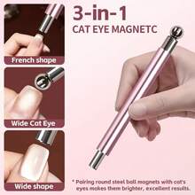 3Pcs Cat Eye Manicure Styling Kit, Heart Shaping Metal Tool And Micro Bead Dot Pen For Salon Nail Design - Multicolor - View 2