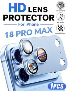 1入 [2026新款] 9H 鋼化玻璃相機鏡頭保護貼，適用於 iPhone 18 Pro Max/18 Pro/17 Pro Max/17 Pro，HD 高清透明、耐用柔軟、防刮、全覆蓋、無氣泡易安裝、相容手機殼、時尚設計、高品質玻璃 - 藏蓝色 - 查看 1