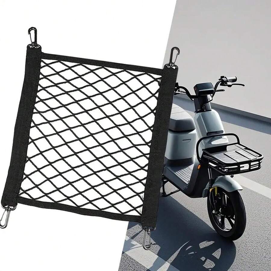 Motorcycle Cargo Net Bike Carrier Cargo Net With Hooks Elastic Luggage Storage Tie Down Mesh Web For Bicycles Carts E-Vehicles - Black - View 1