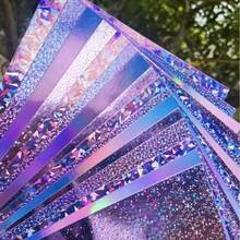 24 Sheets Metal Laser Handmade Cardstock Set, A4 Multicolor Shiny Glitter Thick Paper, Starlight Shimmer Texture, Gift Box Packaging / Party Decoration / Scrapbook DIY / Greeting Card Making Specialized Craft Paper - 24-pack Assorted Holographic Cardstock - View 9