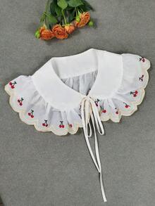 1pc Women's White Delicate Water-Soluble Embroidered Lace Solid Color Bohemian Polyester Fashion Base Layer Top Spring Autumn Winter Fashion Fake Collar - White 2 - View 4