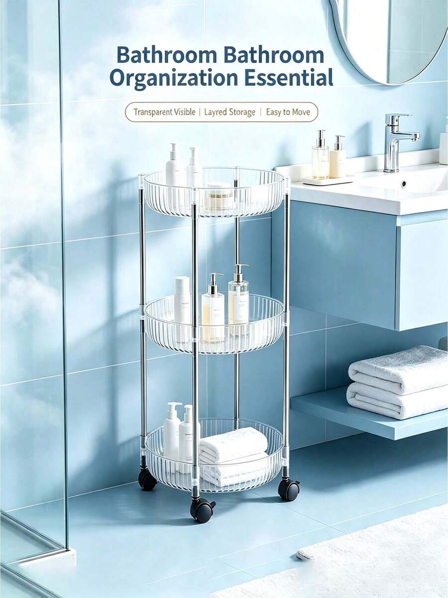 1 kệ lưu trữ nhỏ nhiều tầng bằng chất liệu acrylic, dễ lắp đặt cho phòng tắm, nhà bếp, cạnh giường, phòng ngủ, kệ lưu trữ di động nhiều tầng - Nhiều màu - Xem 1