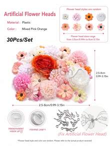 MEHELANY 120/60/30/21件裝懸掛花藤DIY窗簾材料，人造花吊飾裝飾，仿真花頭，適用於居家婚禮派對裝飾、漂浮花牆背景裝飾、生日畢業房間禮物裝飾、秋季DIY派對拱門裝飾 - 彩色 - 查看 12