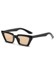 1 par de gafas de moda con marco pequeño estilo ojo de gato, gafas elegantes y versátiles de estilo vintage casual para mujer, adecuadas para uso diario, fotografía callejera, vacaciones, viajes, accesorio de playa de verano, regreso a la escuela - marrón claro - Ver 5