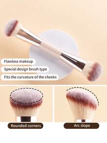 ronshadow 3pcs Dual-Ended Makeup Brushes, Large Round Blush Brush & Fan Contour Brush, Soft Bristles With Good Powder Pickup, Daily Commute Full Face Makeup Tool For Sculpted Contour - Multicolor - View 10
