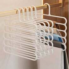 10-Pack/5 Packs/4 Packs/2 Packs Wardrobe Storage Hangers, Plastic 5-Layer Scarf Hanger, Optional Upgraded Thickened Model, More Sturdy And Durable, Wardrobe Pants Hanger, Scarf Tie Storage Hanger - White - View 7