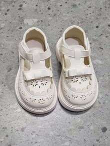 1 Paar Mädchen Mode Flache Slip-On Lederschuhe, Kleinkindschuhe, rutschfeste weiche Sohle Baby Lauflernschuhe, Mary Jane Schuhe, Outdoor Strand/Reise/Gehschuhe, geeignet für Frühling, Sommer, Herbst - Weiss - Übersicht 2