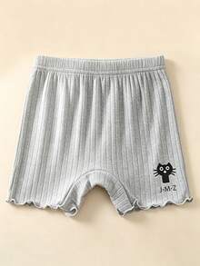 4pcs/Pack Legging Anak Perempuan Motif Kucing Lucu, Legging Anti-Terbuka dengan Hiasan Rumbai, Celana Pendek Dalaman Anak Sehari-hari - MultiWarna - View 3
