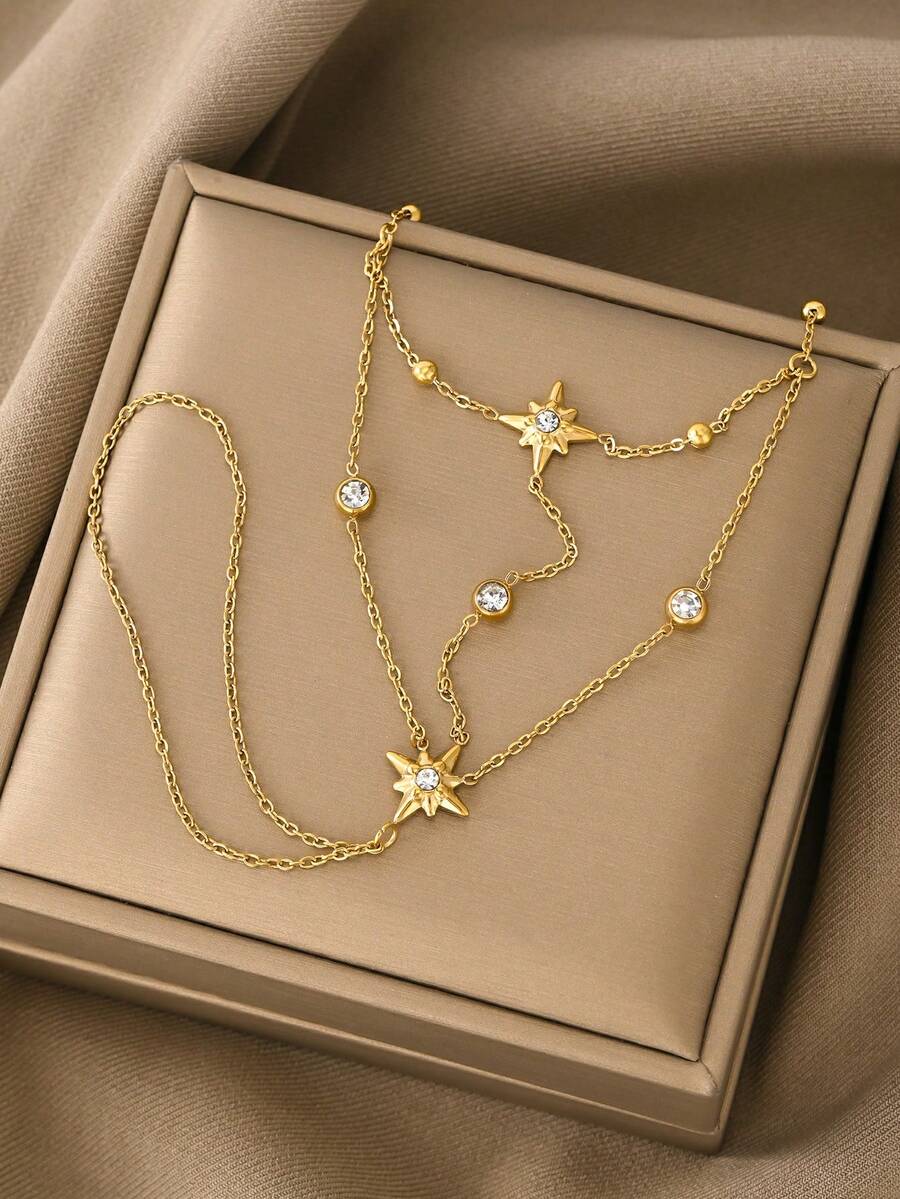 18K Gold Plated Stainless Steel Minimalist Finger Chain, Elegant Mother's Gift, Suitable For Daily, Party, Formal Occasions, Adjustable Finger Jewelry For Women, Suitable For Date, Vacation, Anniversary, Birthday Gift, Women's Fashion Accessory - Gold - View 1