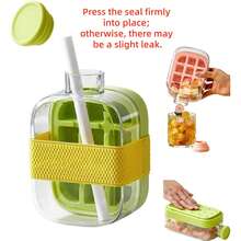 2-In-1 Leak-Proof Portable Transparent Plastic Cup With Straw And Non-Slip Sleeve, Built-In Ice Tray To Keep Drinks Cold, Reusable, Suitable For Cold Drinks, Iced Coffee And Juice, Perfect For Outdoor Activities, Travel And Fitness - Multicolor - View 4