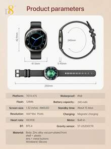 Jam Tangan Pintar Layar Lengkung D8, Bodi Ringan & Lincah Ultra Tipis dengan Desain Bola Ganda, Layar Sentuh Penuh AMOLED Anti-Silau Kecerahan Tinggi 1,32 Inci, Tahan Air IP68 untuk Berenang, Berlari, dan Olahraga, Pelacakan Kebugaran Sepanjang Hari, Kompatibel dengan Android & iOS - View 10