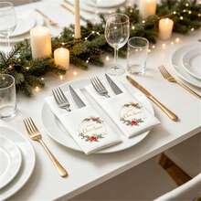 XMAS 10pcs/Bag Navada 2027 New Year Disposable Napkins For Home Christmas Decoration, Christmas Party Western Dinner Tabletop Decor, Christmas Cutlery Set, Merry Christmas - View 4