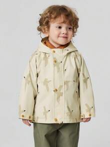 mini bala Versatile Autumn Unisex Kids Layering Jacket Water Repellent Windproof Breathable Plush Inner Liner - White Coffee Color - View 3