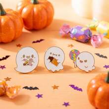 3pcs/Set Halloween Ghost Resin Enamel Pin Color Blocking Fashion Decorative Badge Ornaments Lapel Bag Badges Gifts - Multicolor - View 7