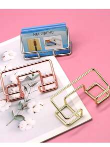 Metal Hollow Desktop Display Stand, Minimalist Iron Square Ornament Base, Stable And Anti-Slip, Light Luxury Multi-Color Options, For Cards, Photo Frames, Commemorative Plaques, Crafts Display, Office Desk Placement, Party Exhibition Tabletop Decoration Display Rack - One Size - View 5
