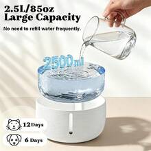 Air Mancur Minum Otomatis untuk Hewan Peliharaan 85oz/2.5L, Dispenser Air untuk Kucing Dalam Ruangan | Dispenser Mangkuk Air Kucing dengan Lampu LED dan Jendela Indikator Level Air - Cocok untuk Hewan Peliharaan dan Hewan Kecil - 2,2 liter - View 5