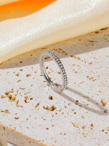 2pcs Stainless Steel Silver Series Rhinestone Honeycomb Ring Set, Suitable For Women's Daily Wear - Silver - View 3