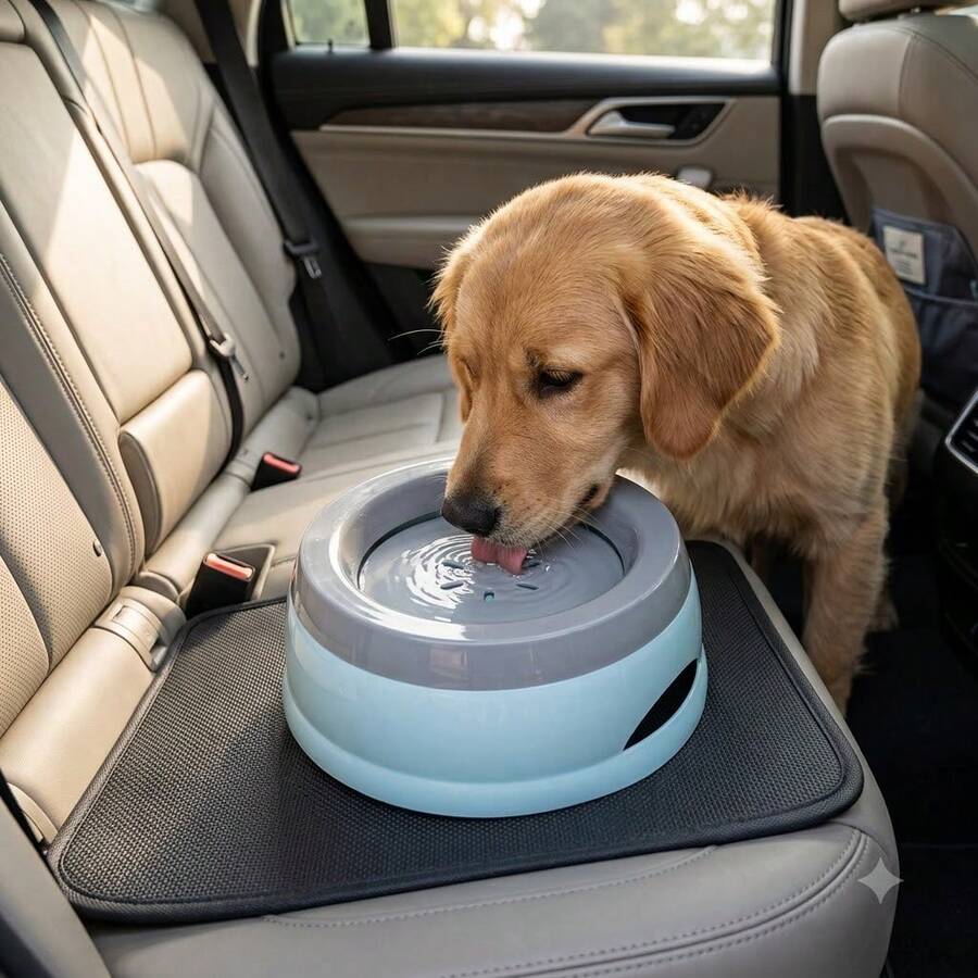 1set-Portable Pet Car Water Bowl, Anti-Spill Leak-Proof Design, Keeps Fur Dry & Car Clean, Perfect For Road Trips, Camping & Daily Walks.