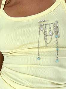 1PC DIY Fashion Shell Turquoise Fringed Brooch Pants Chain - Creative And Unique Star-Shaped Chain Pendant Necklace - Multicolor - View 4