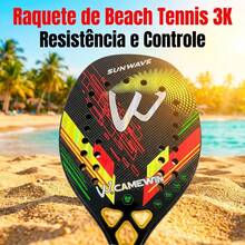 CAMEWIN 3K Full Carbon Fiber Beach Tennis Racket, Rough Surface Beach Paddle Racket For Adult Professional Training Competition, With Protective Carry Bag - Multicolor - View 4