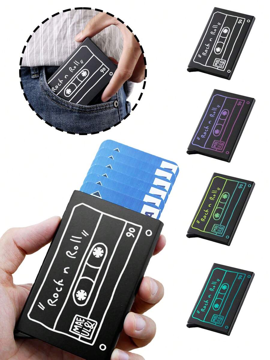 Dompet Kartu Pop-Up Desain Kaset Vintage, Dompet Kartu Pop-Up Portabel Tahan Gores, Hadiah Serbaguna untuk Pecinta Musik, Kembali ke Sekolah - MultiWarna - View 1
