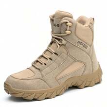NIEION Tenis industriales hombre/mujer, bota industrial, botas de casquillo - Caqui - Ver 1