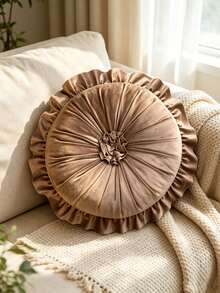 1pc/6pcs Solid Color Ruched Velvet Pumpkin Throw Pillow, Pleated Round Decorative Cushion, Soft Thickened Seat Pad, Floral Ruched Design, Elastic Filling For Pressure Relief, Suitable For Sofa, Windowsill, Bedroom Indoor Home Decor - Multicolor - View 16
