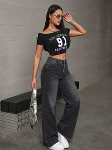 Women Jeans - Black and Gray - View 6