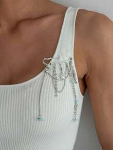 1PC DIY Fashion Shell Turquoise Fringed Brooch Pants Chain - Creative And Unique Star-Shaped Chain Pendant Necklace - Multicolor - View 3