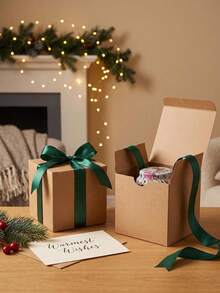10pcs/20pcs/30pcs 10*10*10cm Gift Boxes, Small Gift Boxes, Black/White/Natural Kraft Paper Boxes With Lids, Suitable For Party Favors, Candle Packaging, Birthday, Wedding, Party Gift Decoration, Christmas Gift Decoration And Other Gift Boxes, Garden - Multiple Styles - View 5