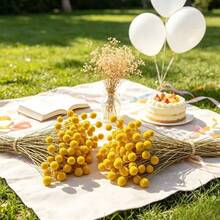 10/20/30pcs White Artificial Dried Billy Ball Bouquet - Natural Fixed Floral Decoration, Suitable For DIY, Wedding, Valentine's Day, Christmas - Durable Plastic Fake Flowers, Indoor/Outdoor Tabletop Display, Home, Office, Garden Party Decoration - Yellow - View 10