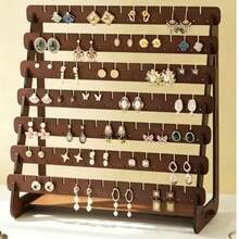 A Wooden Walnut Color, Minimalist And Stylish Tiered Earring Storage Rack, Suitable For Jewelry Store Earring Display Stand. Earring Storage Rack - Multi-layer Earring Storage Rack - View 3