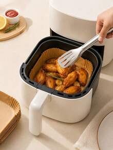 500pcs 8-Inch Square Air Fryer Paper Liners With 1 Stainless Steel Clip, Disposable Non-Stick Oil-Resistant Baking Paper Liners, Suitable For 3-5 Quart Air Fryers, Baking, Roasting, Heating And Easy Cleaning - Multicolor - View 7