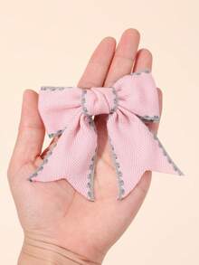 2 Peças Presilhas de Cabelo com Laço Rosa para Meninas, Acessórios de Cabelo de Cor Sólida em Tecido para Meninas, Acessórios de Cabelo da Moda de Outono para Meninas, Presentes para Festa - Rosa chiclete - Visão 3